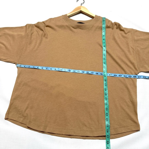 Jenni Kayne XL Drop Shoulder Top Light Sweater Boyfriend Tee Camel Cotton Knit - Picture 7 of 8